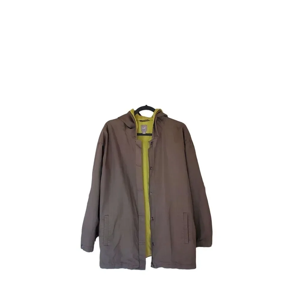 J. Jill  Hooded Womens Coat Khaki L All-Weather